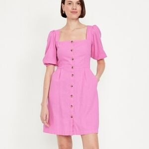 Old Navy Pink Linen Mini Dress with Button Detail XXL NWT